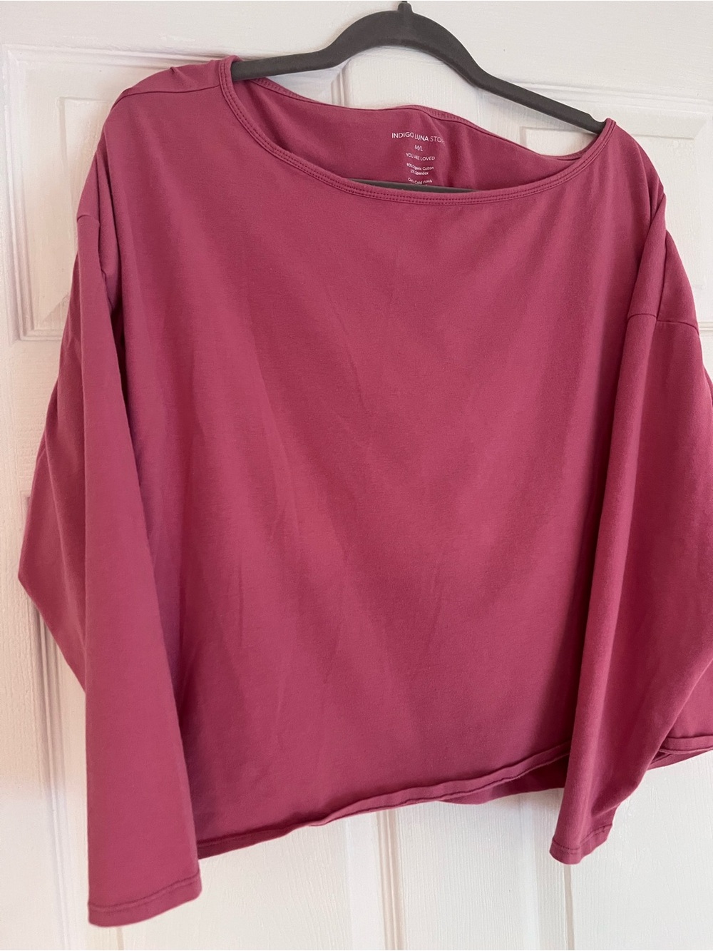 Indigo Luna Studio Relaxed Long-Sleeve Top in Dusty Rose